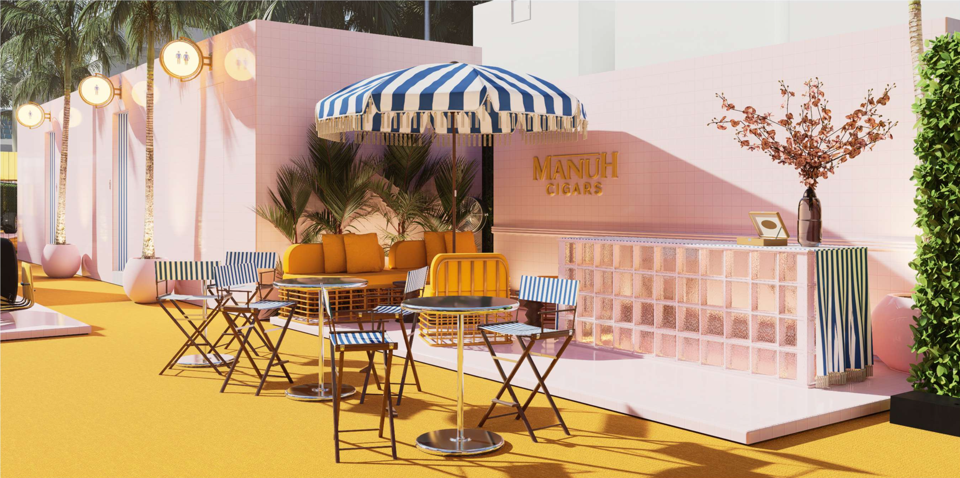 Off Grid venue rendering — F1 car on plinth